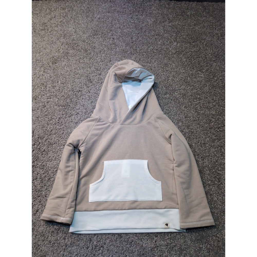 Let Them Be Little Toddler Kids 3T Beige White French Terry Hoodie Pocket - Picture 1 of 7